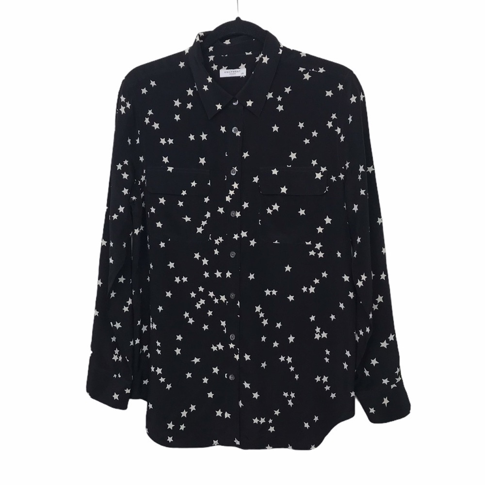 Equipment Slim Signature Star Print Silk Shirt $280 Large